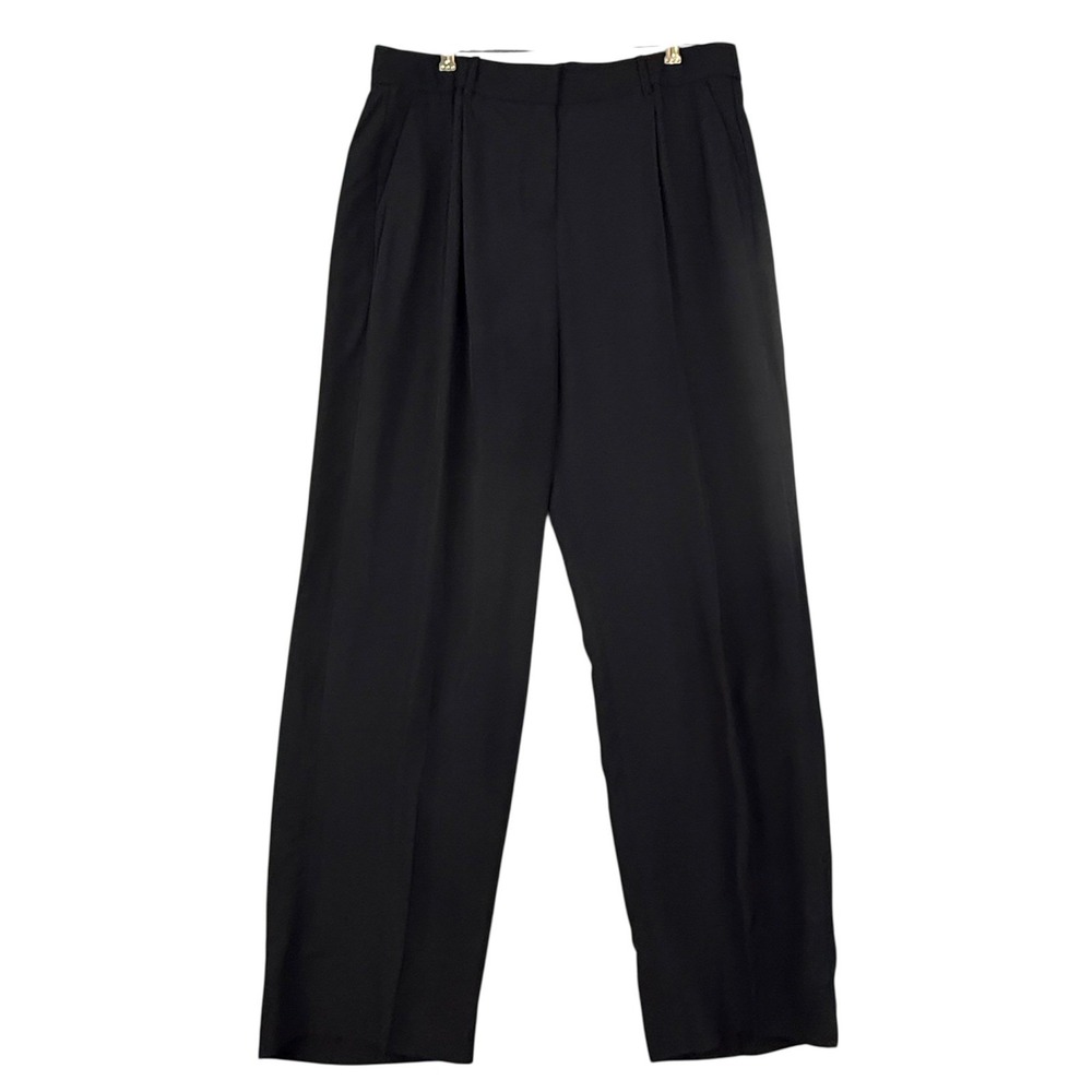 J.Crew Essential Pant Black Wide Leg Pleated High Rise Trousers Womens 12
